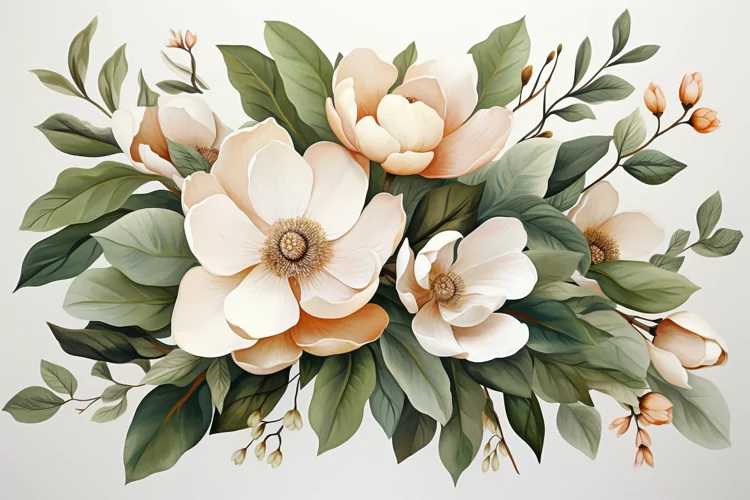 Watercolor Flowers Bouquets, illustration Background