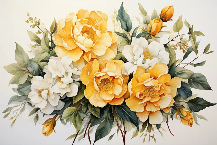Watercolor Flowers Bouquets, illustration Background