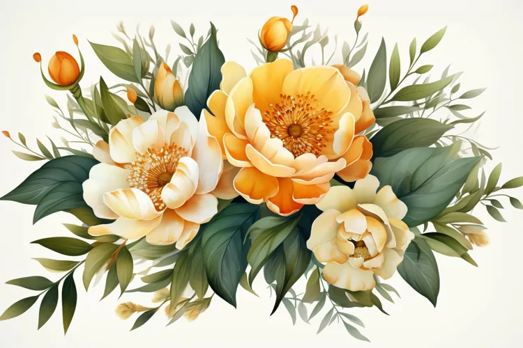 Watercolor Flowers Bouquets, illustration Background
