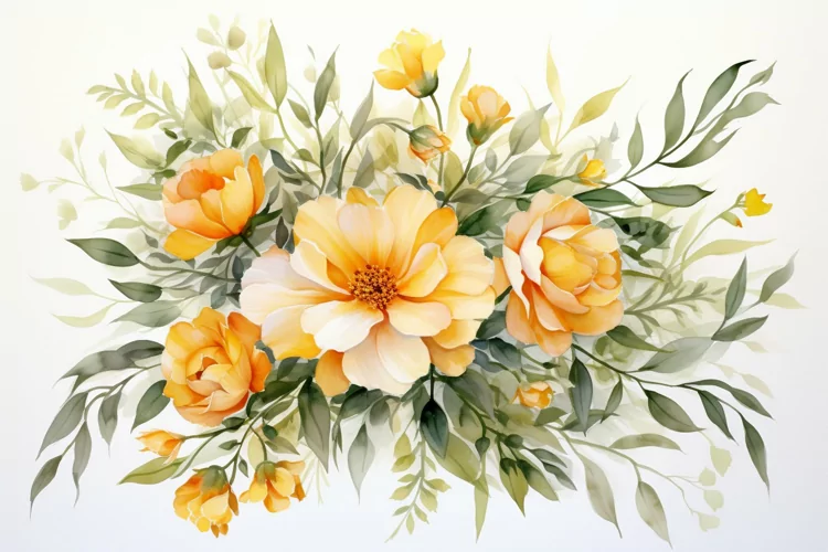 Watercolor Flowers Bouquets, illustration Background