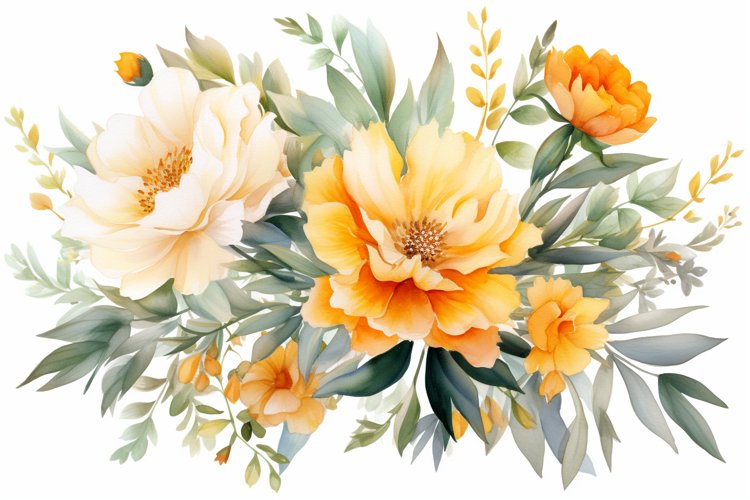 Watercolor Flowers Bouquets, illustration Background