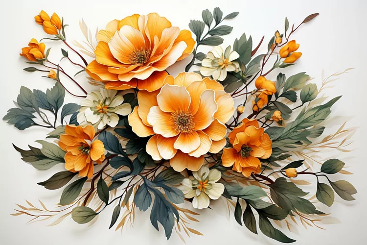 Watercolor Flowers Bouquets, illustration Background