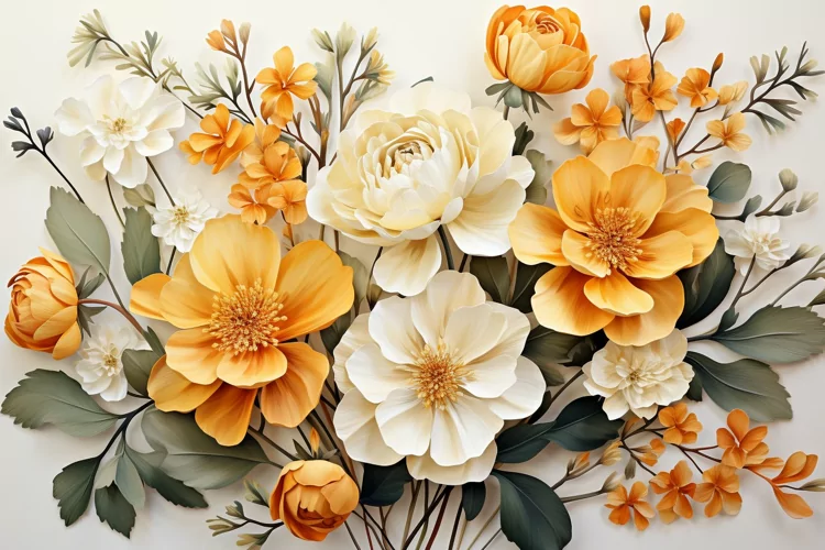 Watercolor Flowers Bouquets, illustration Background