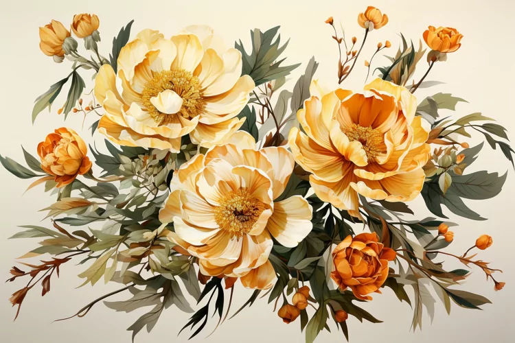 Watercolor Flowers Bouquets, illustration Background