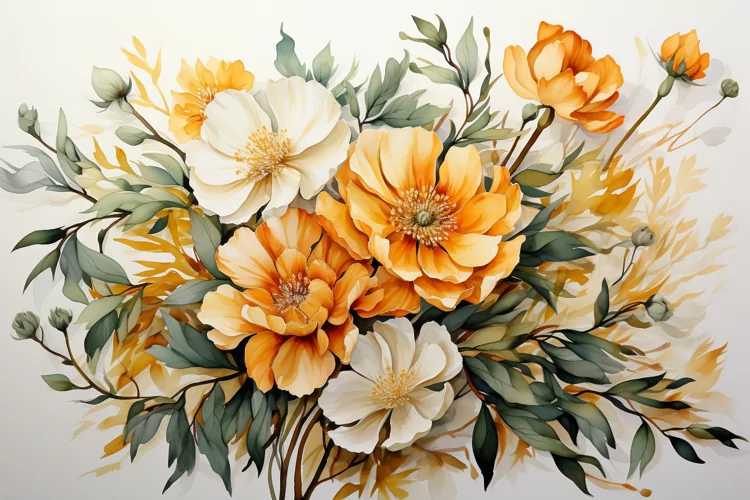 Watercolor Flowers Bouquets, illustration Background