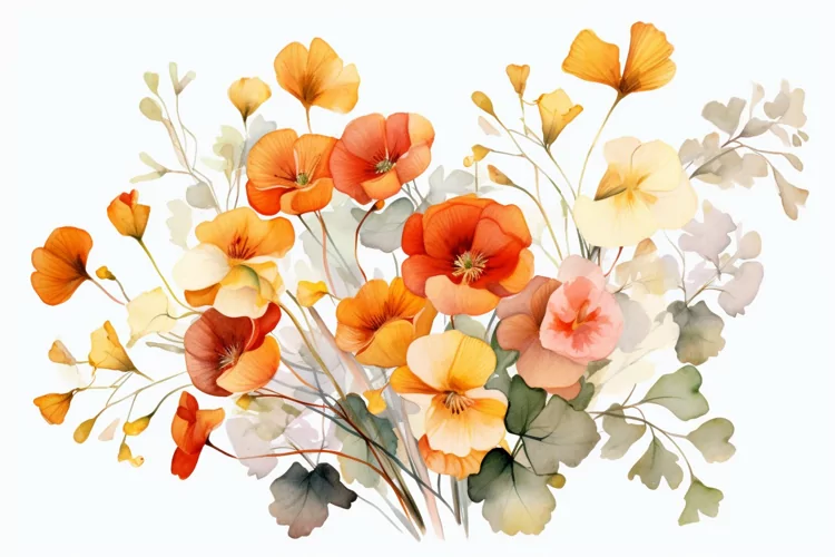 Watercolor Flowers Bouquets, illustration Background