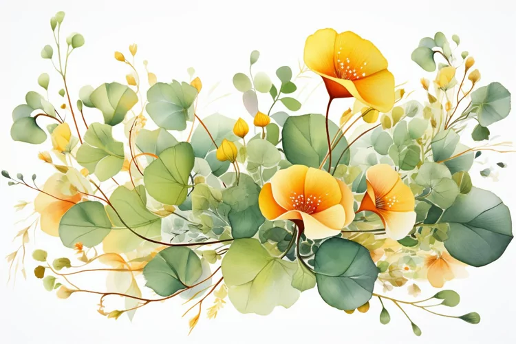 Watercolor Flowers Bouquets, illustration Background