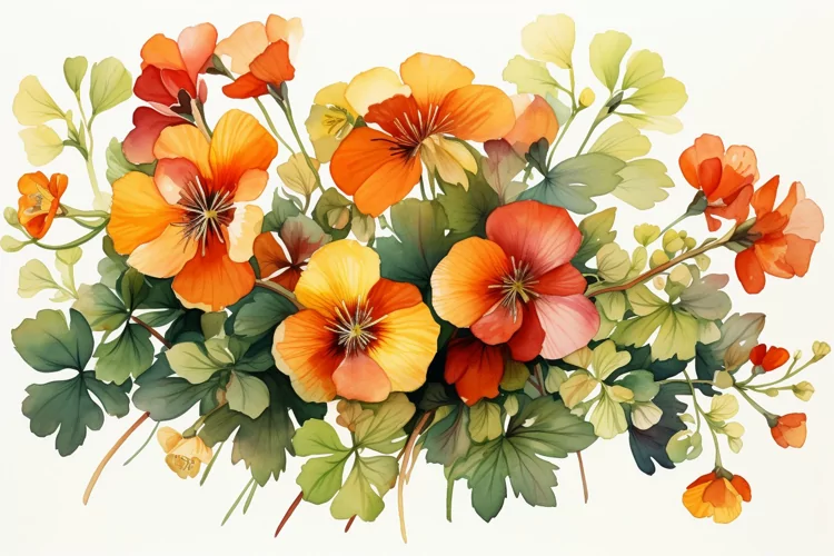 Watercolor Flowers Bouquets, illustration Background