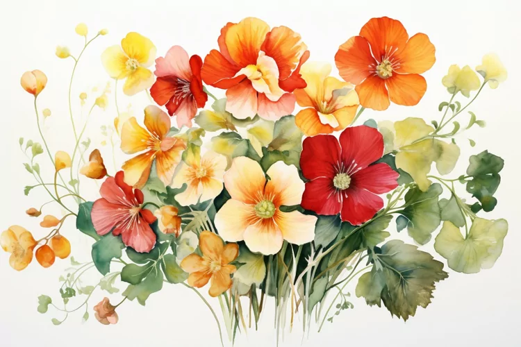 Watercolor Flowers Bouquets, illustration Background