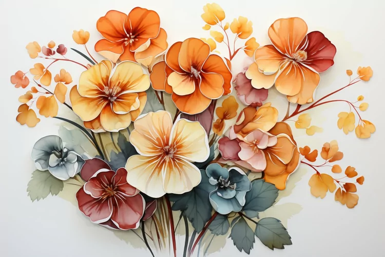 Watercolor Flowers Bouquets, illustration Background