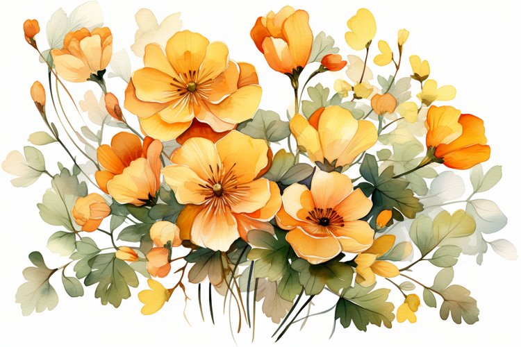 Watercolor Flowers Bouquets, illustration Background