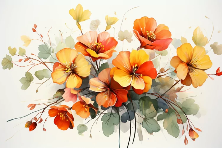 Watercolor Flowers Bouquets, illustration Background