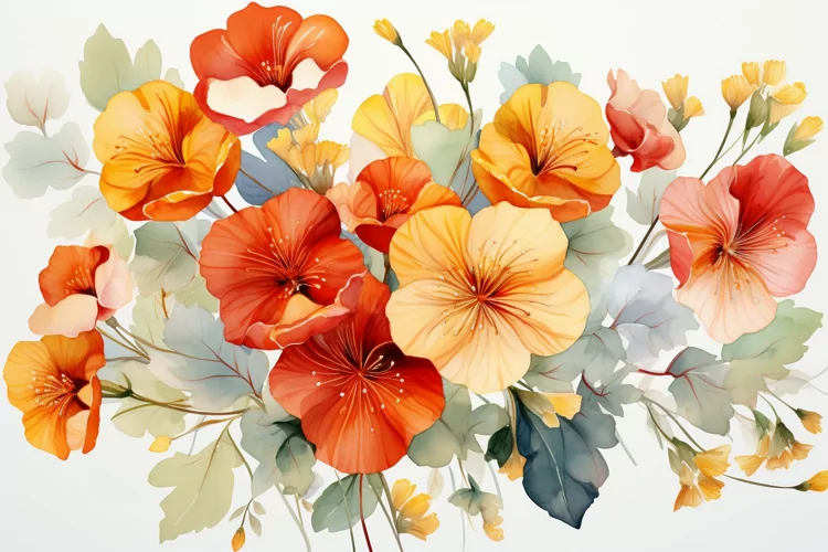 Watercolor Flowers Bouquets, illustration Background