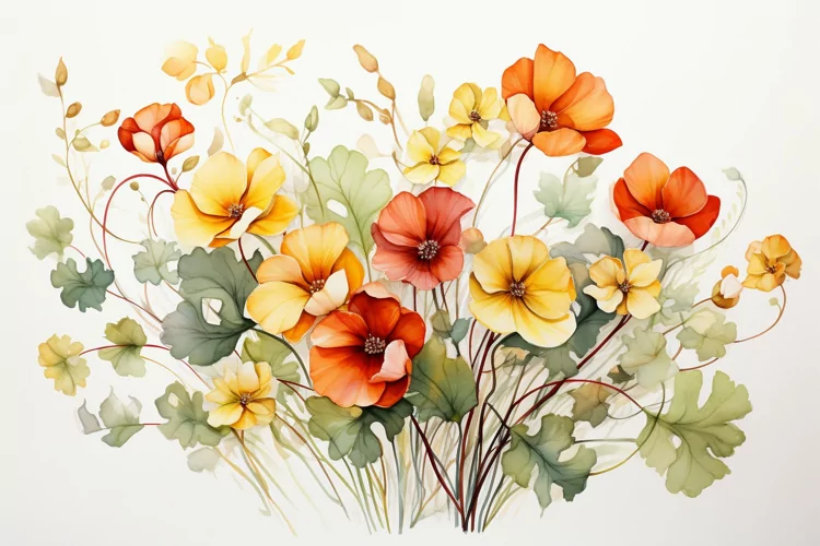 Watercolor Flowers Bouquets, illustration Background