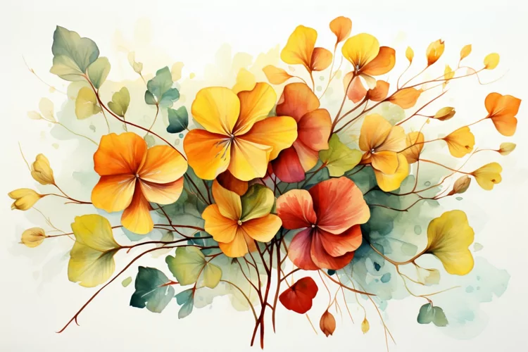 Watercolor Flowers Bouquets, illustration Background
