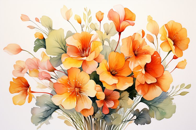 Watercolor Flowers Bouquets, illustration Background
