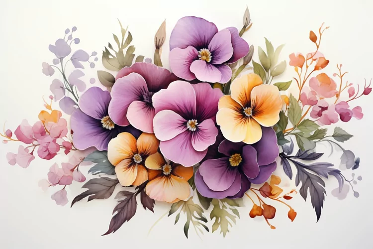 Watercolor Flowers Bouquets, illustration Background