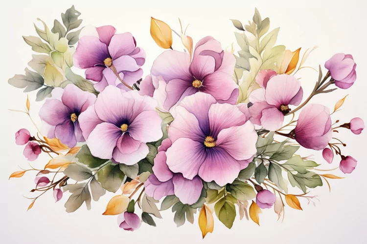 Watercolor Flowers Bouquets, illustration Background