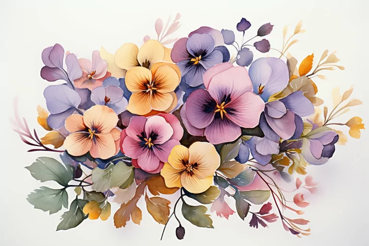 Watercolor Flowers Bouquets, illustration Background