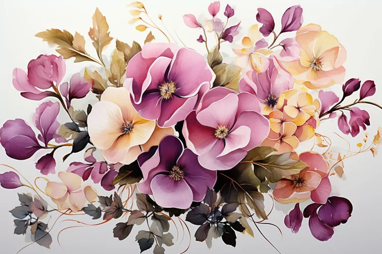 Watercolor Flowers Bouquets, illustration Background