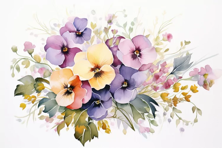 Watercolor Flowers Bouquets, illustration Background