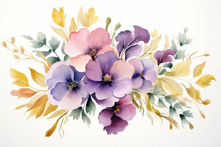 Watercolor Flowers Bouquets, illustration Background