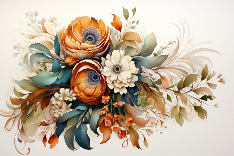 Watercolor Flowers Bouquets, illustration Background