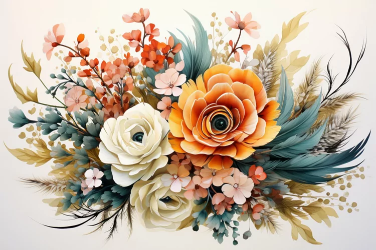 Watercolor Flowers Bouquets, illustration Background
