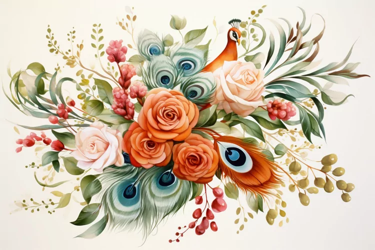 Watercolor Flowers Bouquets, illustration Background