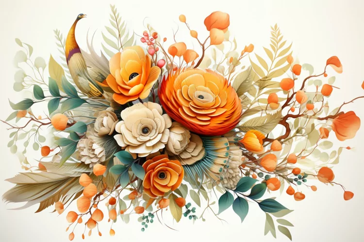 Watercolor Flowers Bouquets, illustration Background