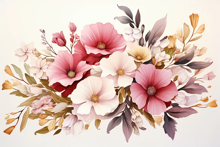 Watercolor Flowers Bouquets, illustration Background
