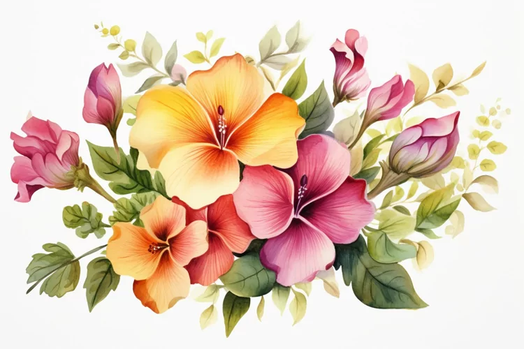 Watercolor Flowers Bouquets, illustration Background