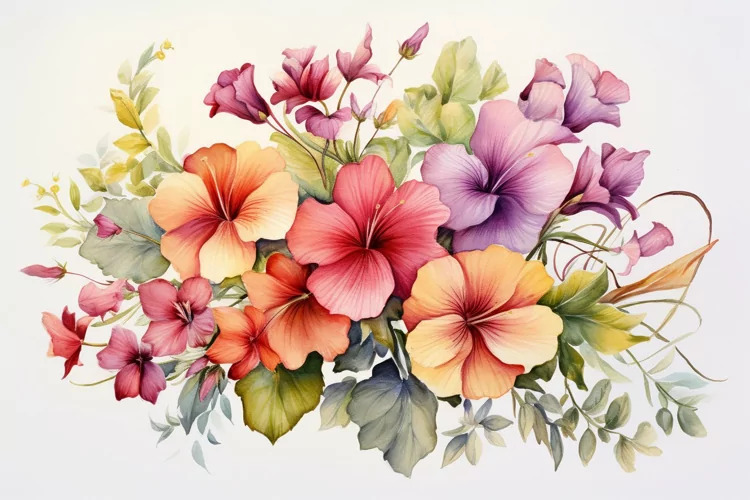 Watercolor Flowers Bouquets, illustration Background