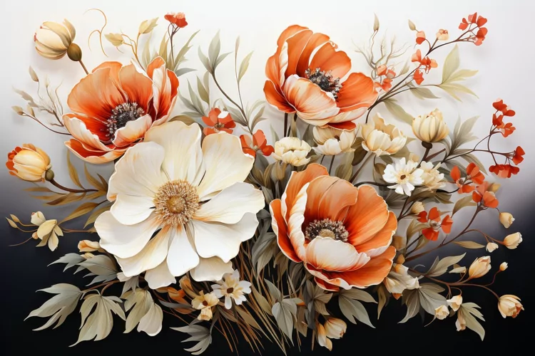 Watercolor Flowers Bouquets, illustration Background