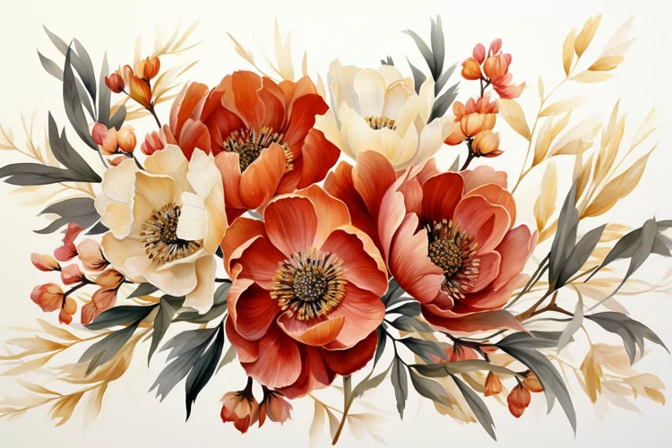 Watercolor Flowers Bouquets, illustration Background