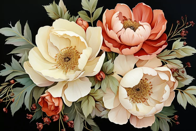 Watercolor Flowers Bouquets, illustration Background