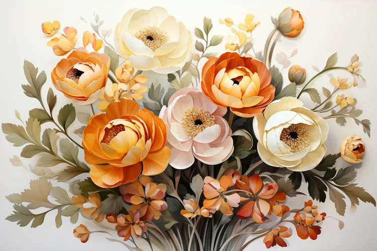 Watercolor Flowers Bouquets, illustration Background