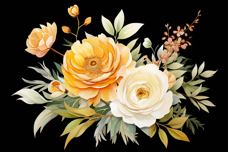 Watercolor Flowers Bouquets, illustration Background