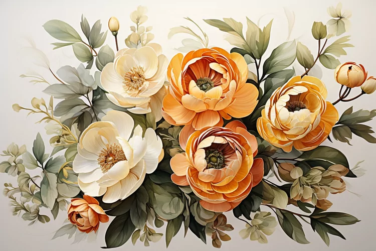 Watercolor Flowers Bouquets, illustration Background