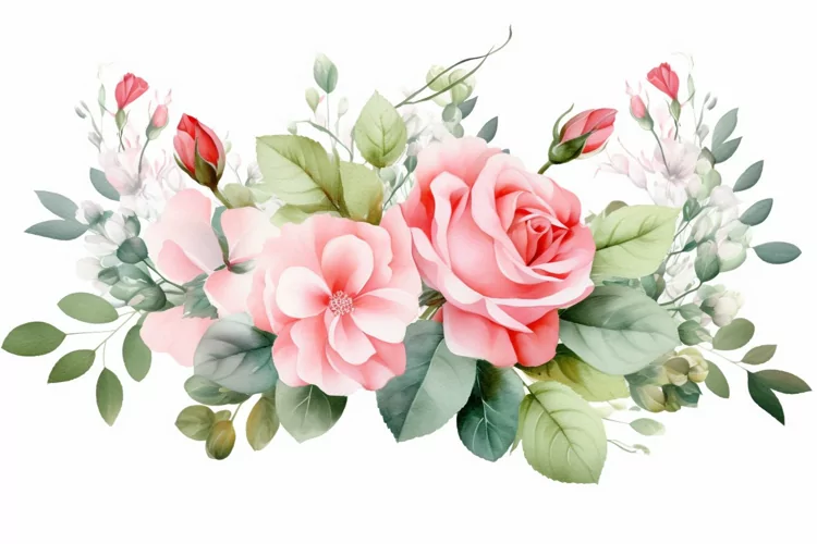Watercolor Flowers Bouquets, illustration Background