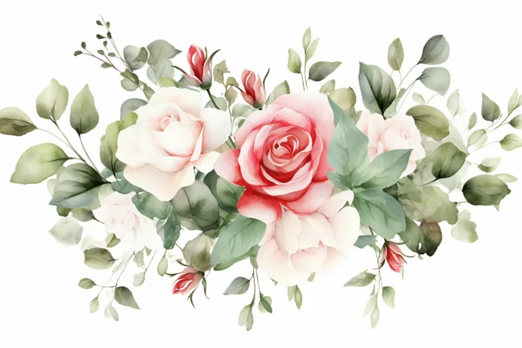 Watercolor Flowers Bouquets, illustration Background