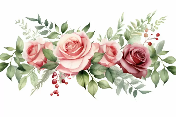 Watercolor Flowers Bouquets, illustration Background