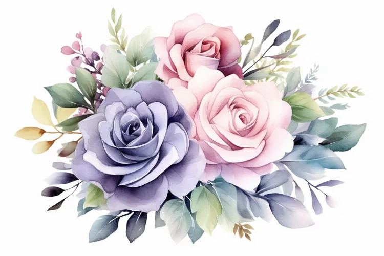 Watercolor Flowers Bouquets, illustration Background