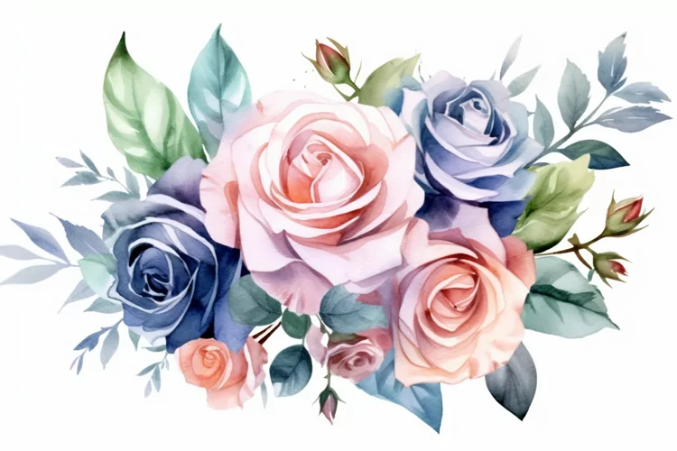 Watercolor Flowers Bouquets, illustration Background