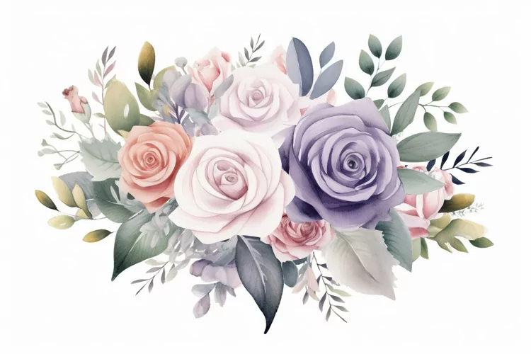 Watercolor Flowers Bouquets, illustration Background