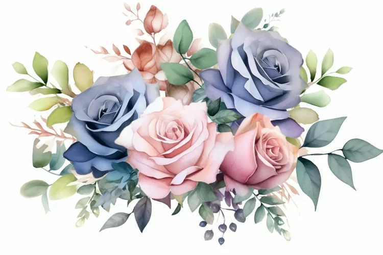 Watercolor Flowers Bouquets, illustration Background