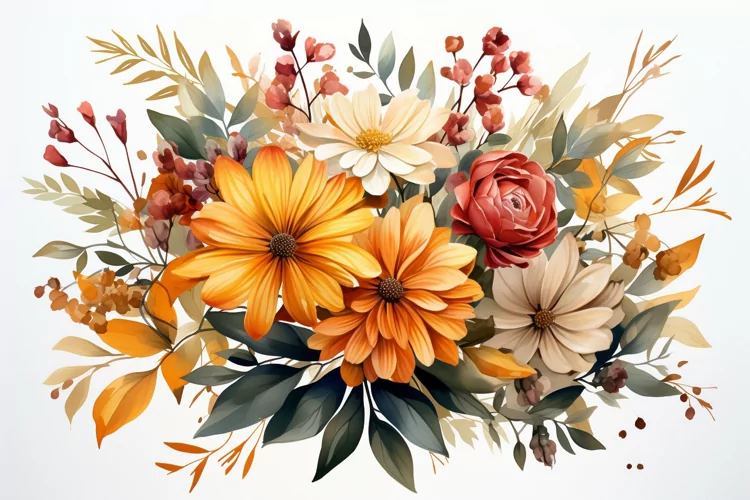 Watercolor Flowers Bouquets, illustration Background