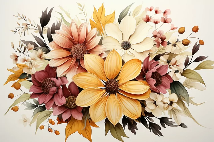 Watercolor Flowers Bouquets, illustration Background