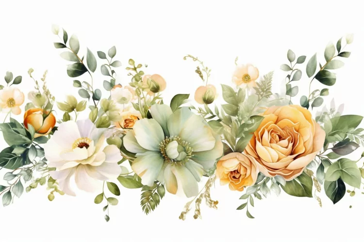 Watercolor Flowers Bouquets, illustration Background