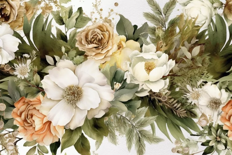 Watercolor Flowers Bouquets, illustration Background